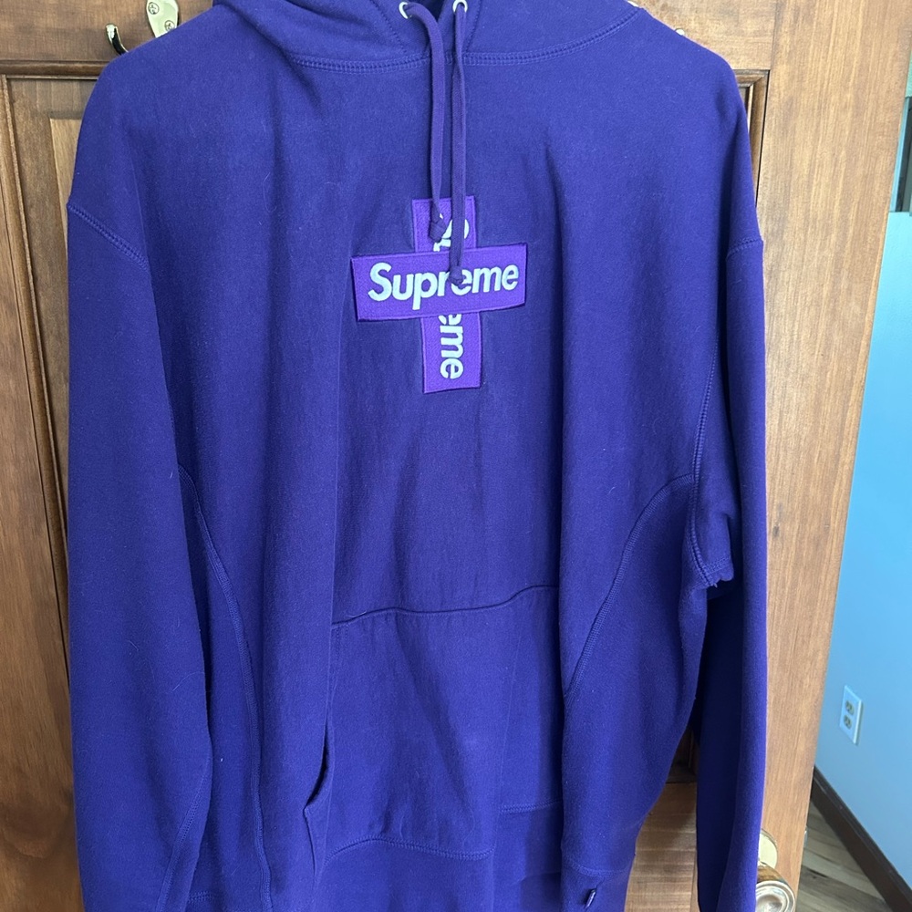 Supreme Crossbox logo hoodie FW20 purple